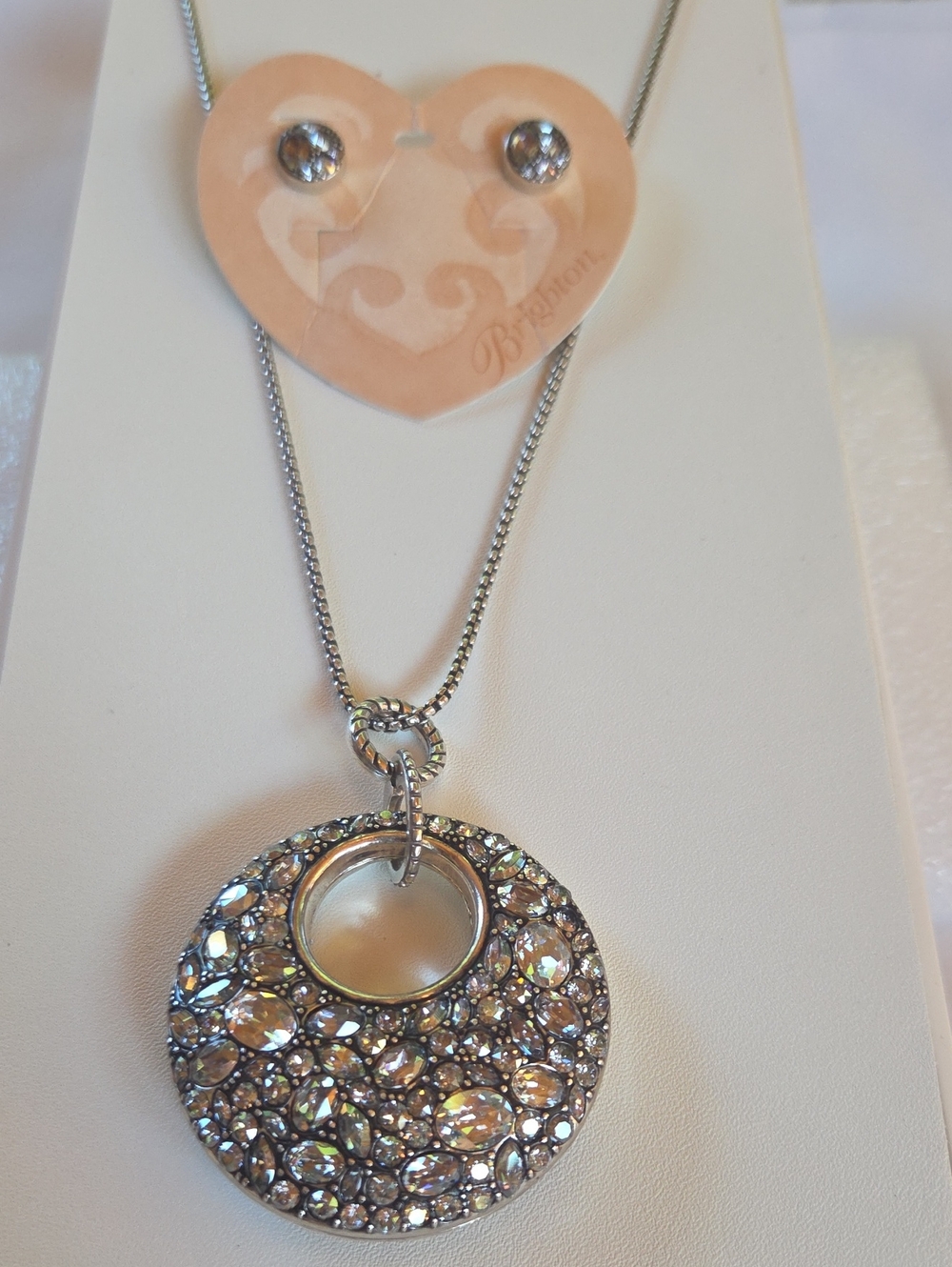 Brighton Crystal Pavé Round Pendant Necklace - Silver